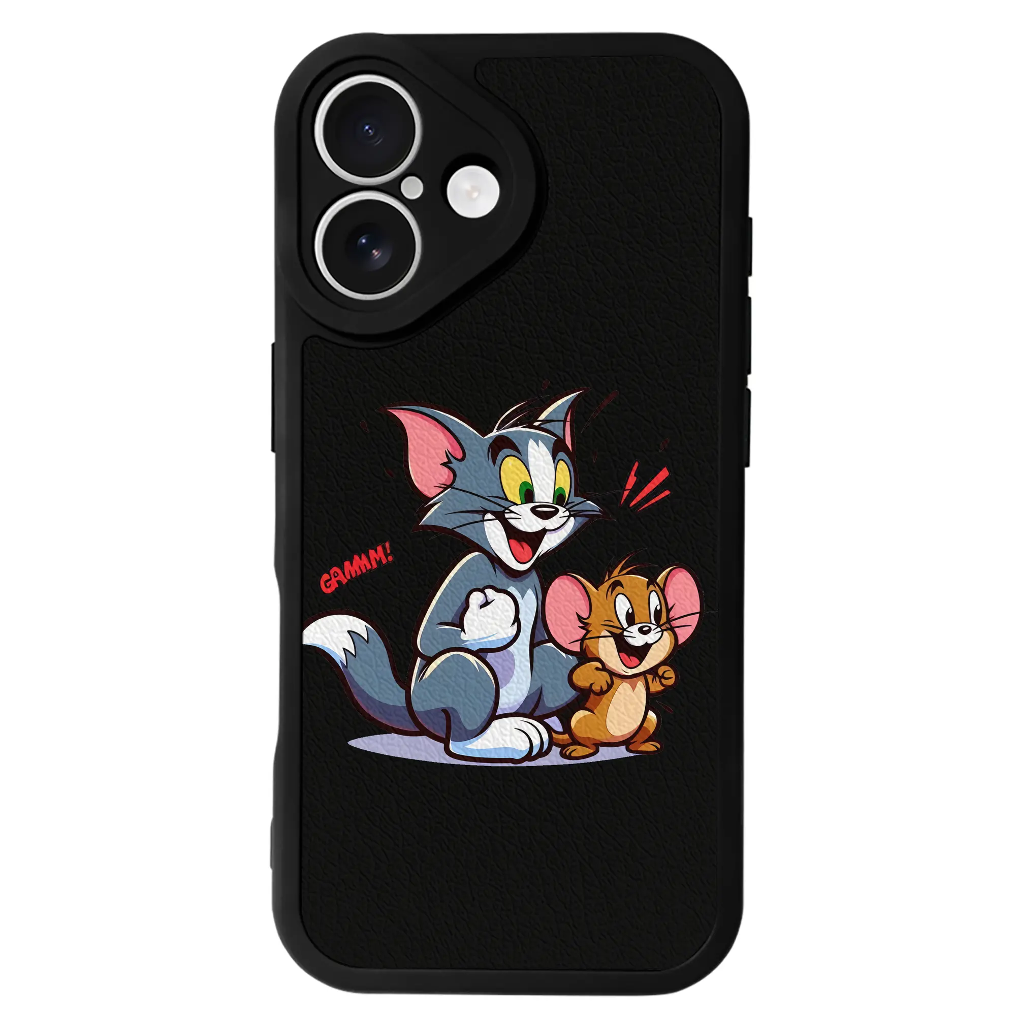 トムとジェリー グッズ ジェリー - IPhone 16シリーズ対応 ・ シリコンスマホケース ・ レザー調 ・ 高精度フィット ・ 耐衝撃 ・ ワイヤレス充電対応 ・ 精密カット